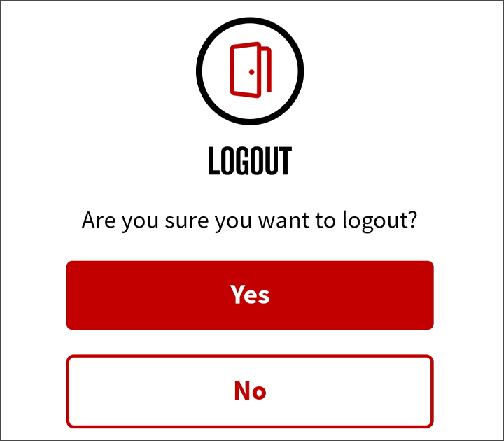 An example of Yes or No answer buttons on a logout page